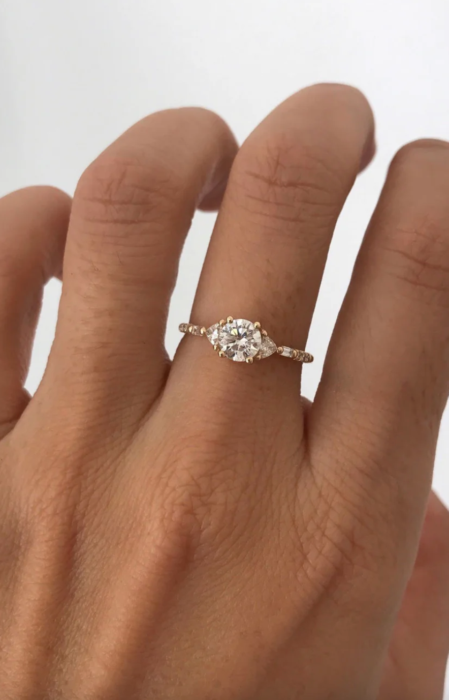 Equilibrium Trillion Baguette Round Diamond Ring
